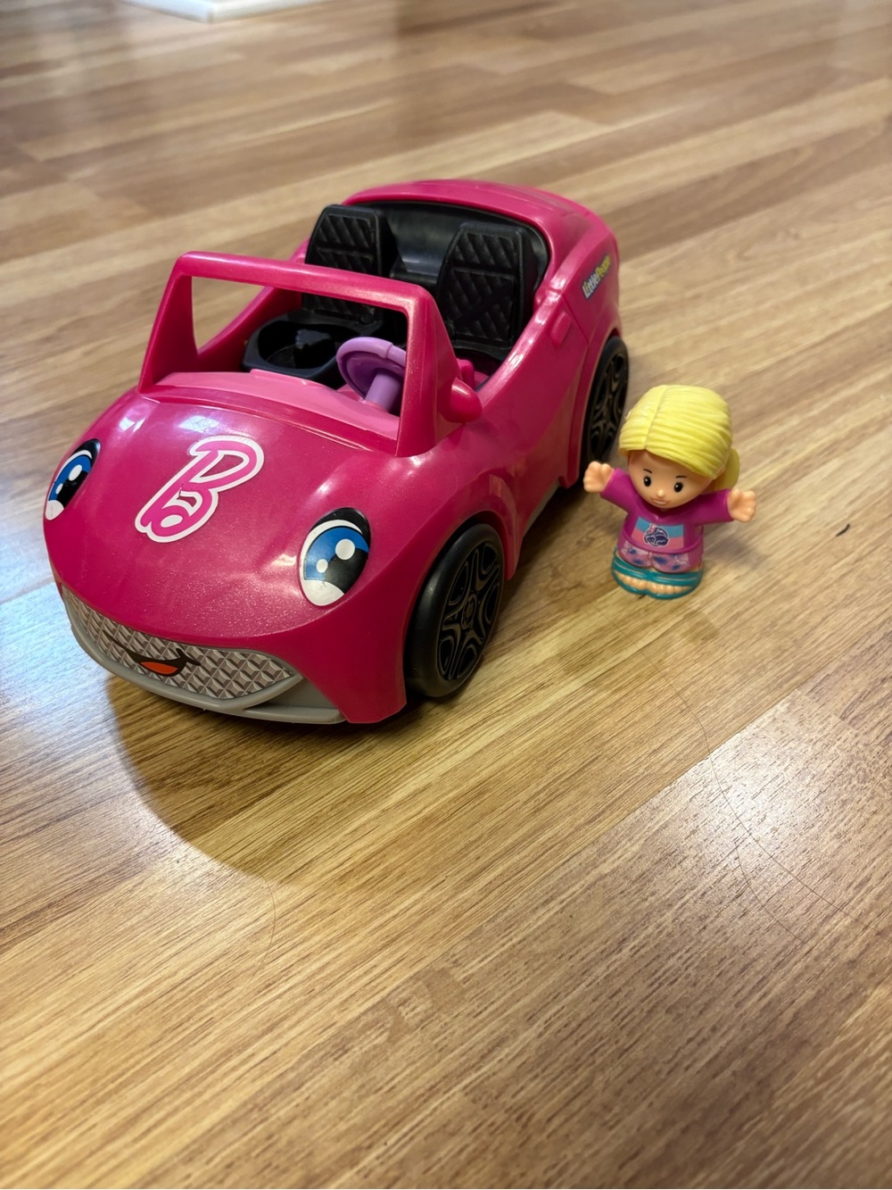 Fisher-Price little people Barbie Hot Pink Convertible Toy Car with Blonde Doll